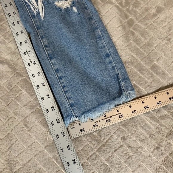 Garage Womens 00 Denim Jeans Blue Ankle Straight Distressed Light Wash Low Rise - Picture 9 of 12